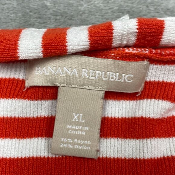 Banana Republic Red & White Stripe Lightweight Cardigan Sweater XL a0958 - Picture 2 of 6